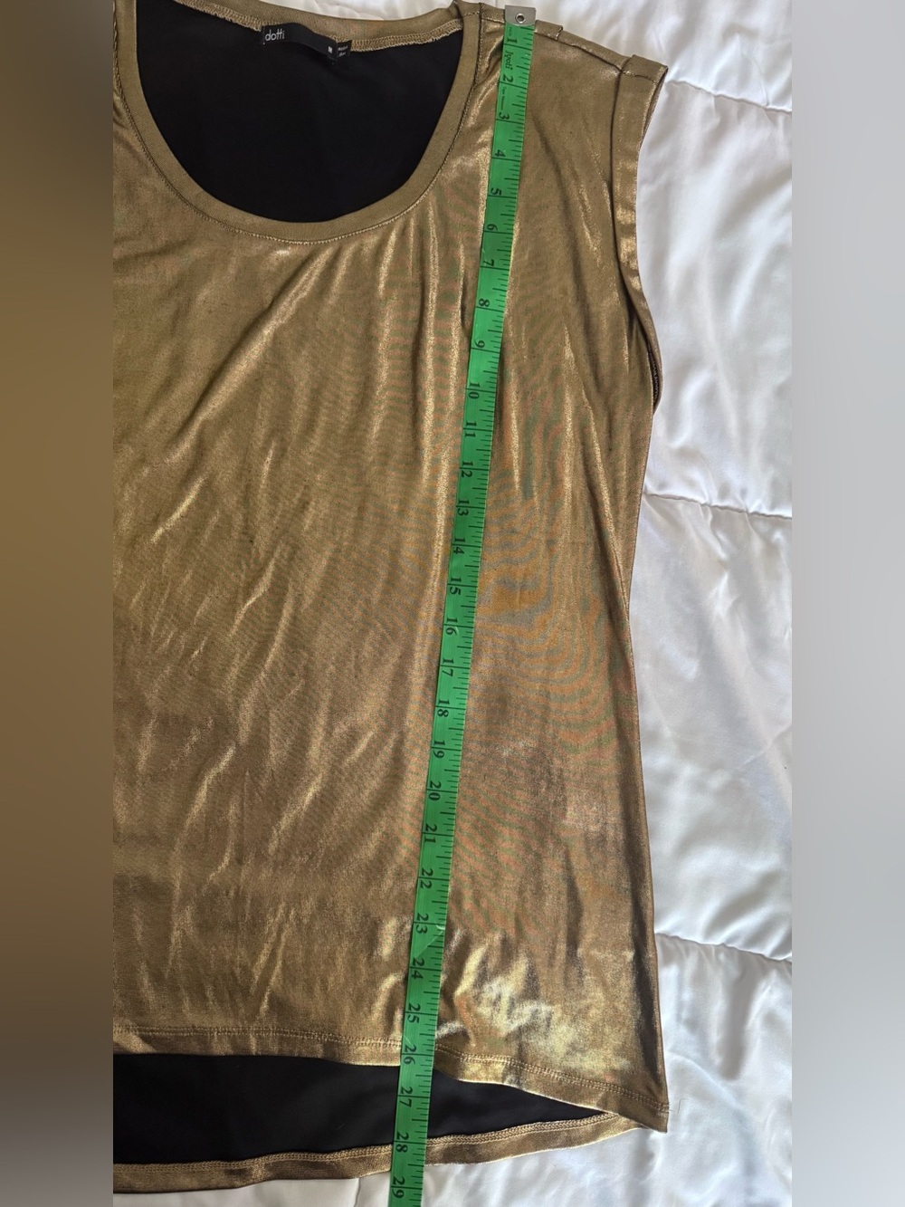 Dotti Metallic Gold Sleeveless Crew Neck Top M Luxury - Picture 7 of 9